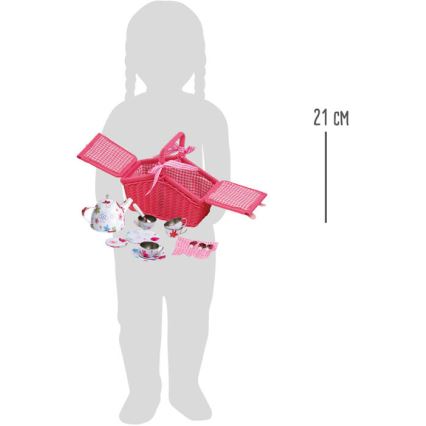 Coș de picnic cu articole de masă roz Small Foot