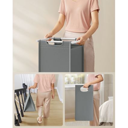 Coș de rufe REX alb/gri