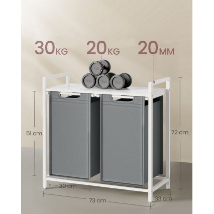 Coș de rufe REX alb/gri