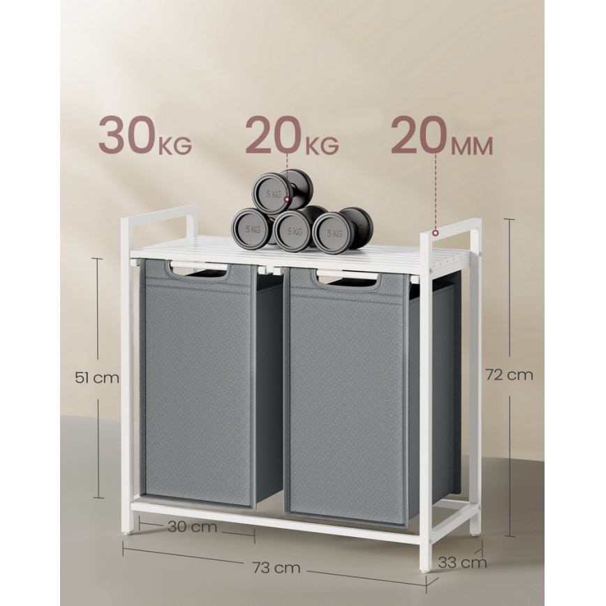 Coș de rufe REX alb/gri