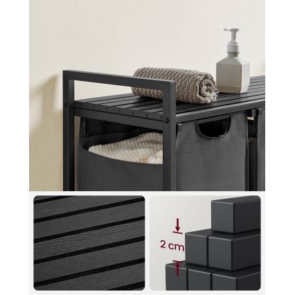 Coș de rufe REX negru/gri