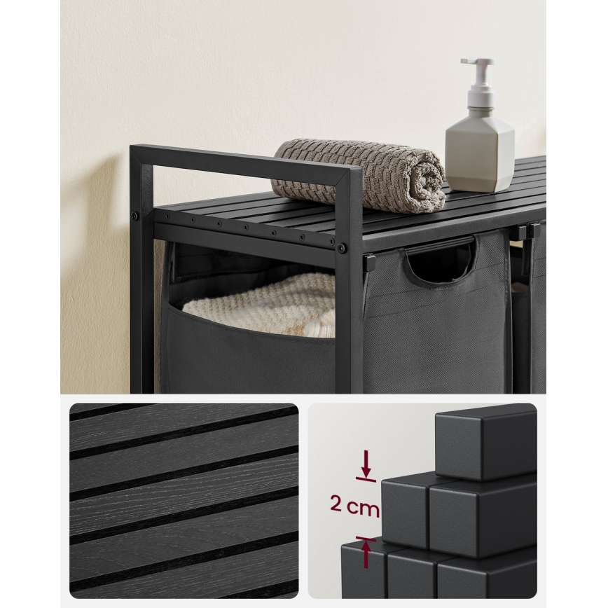 Coș de rufe REX negru/gri