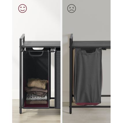 Coș de rufe REX negru/gri