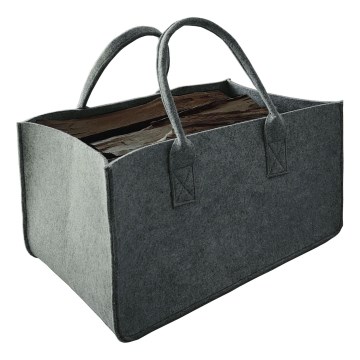 Coș din pâslă cu mânere pentru lemne 27x50 cm gri