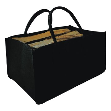 Coș din pâslă cu mânere pentru lemne 27x50 cm negru
