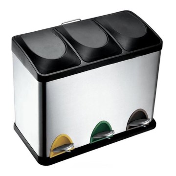 Coș pentru colectare selectivă 24 L, negru/inox