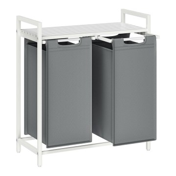 Coș pentru rufe REX alb/gri