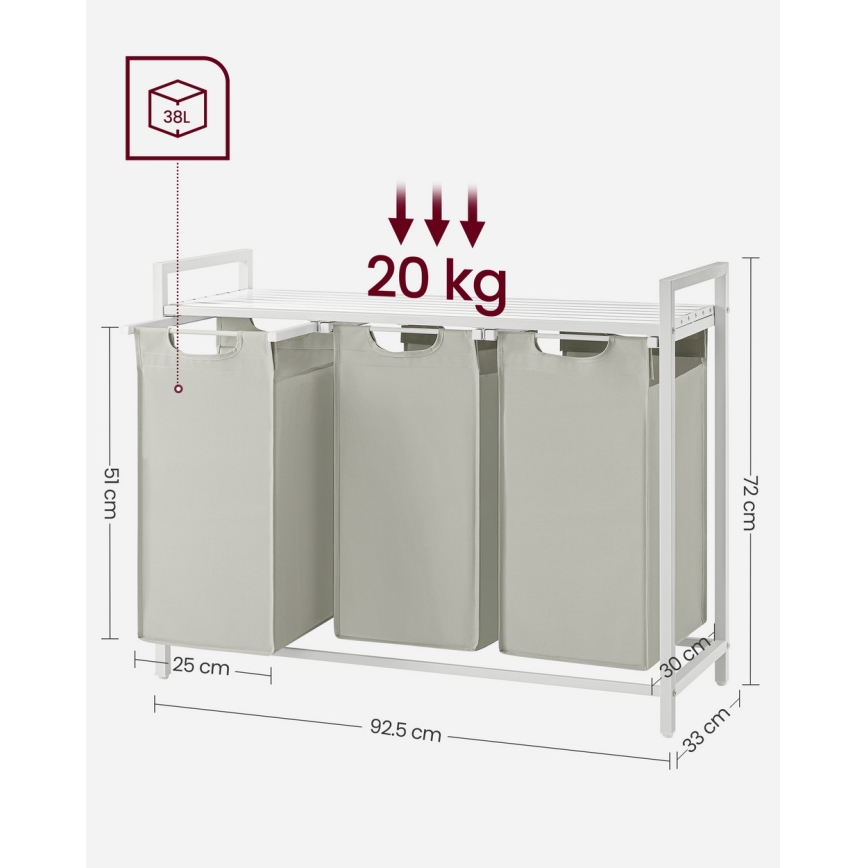 Coș pentru rufe REX, alb