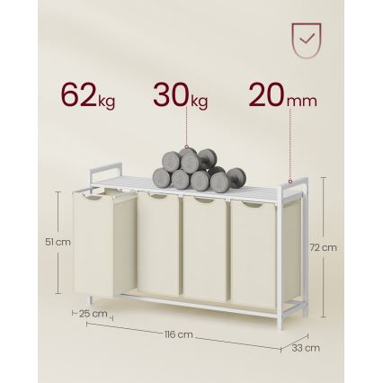 Coș pentru rufe REX, alb