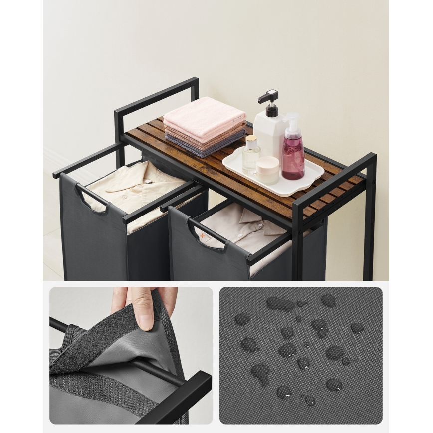 Coș pentru rufe REX maro/gri