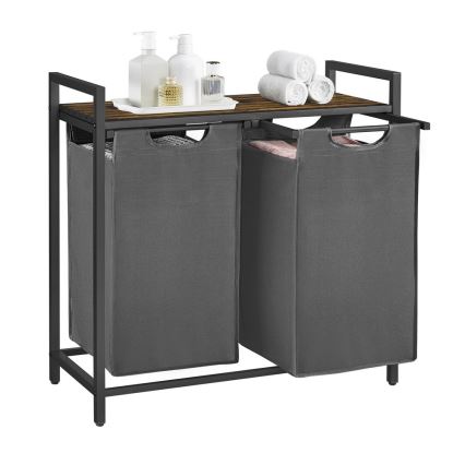 Coș pentru rufe REX maro/gri