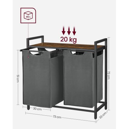 Coș pentru rufe REX maro/gri