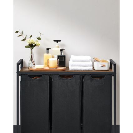 Coș pentru rufe REX maro/negru