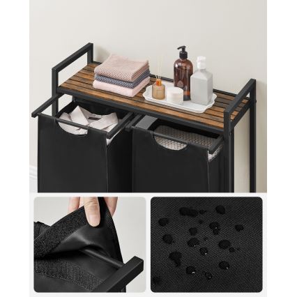 Coș pentru rufe REX, maro/negru