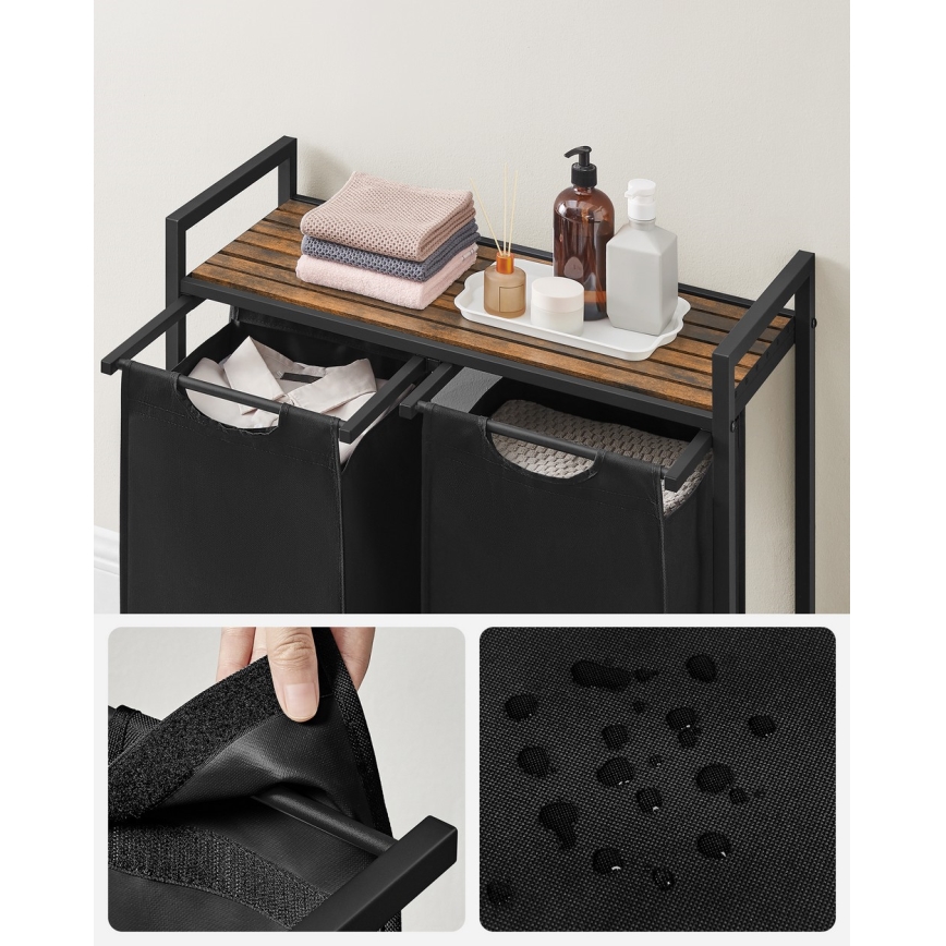 Coș pentru rufe REX, maro/negru