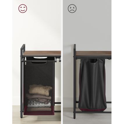 Coș pentru rufe REX, maro/negru