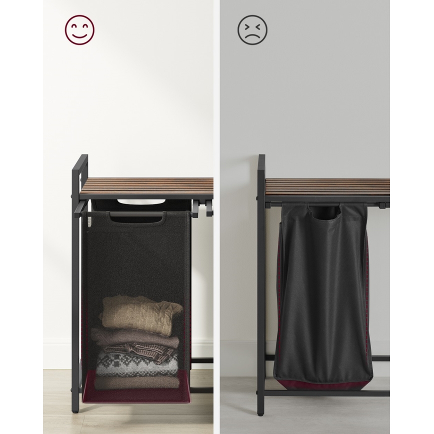 Coș pentru rufe REX, maro/negru