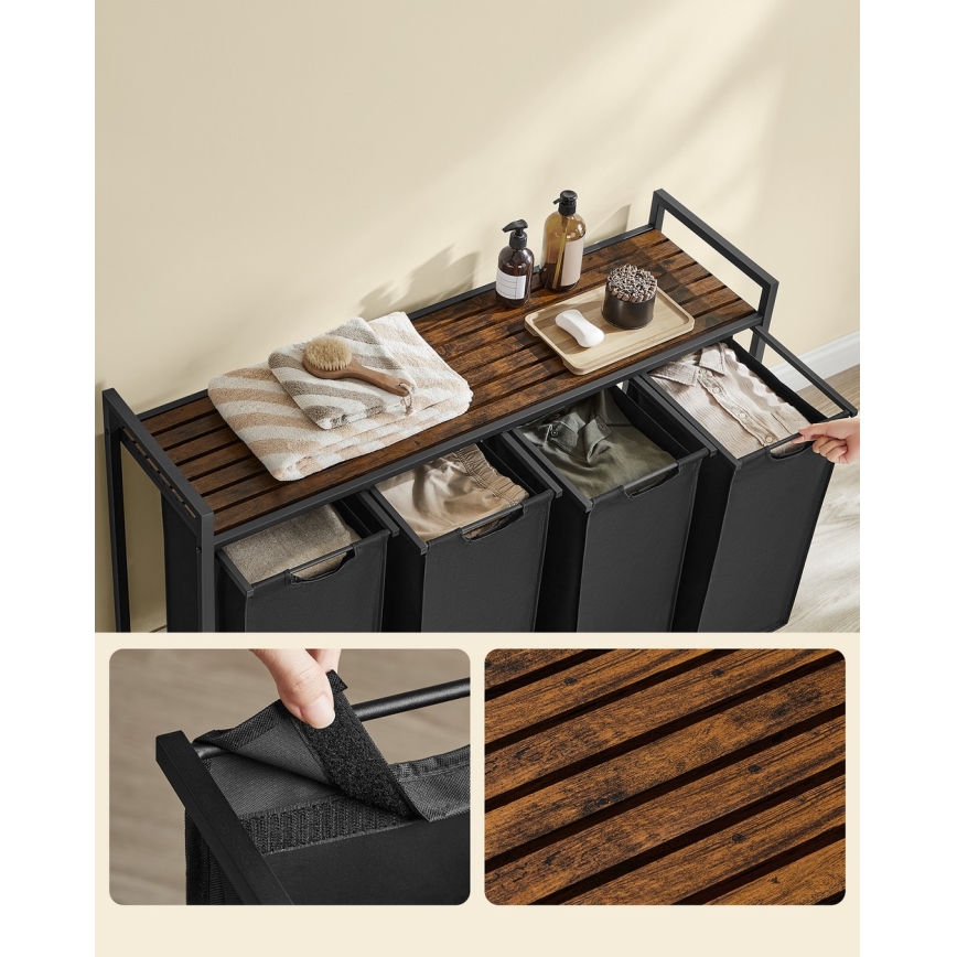 Coș pentru rufe REX, maro/negru