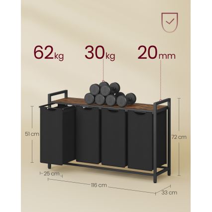 Coș pentru rufe REX, maro/negru