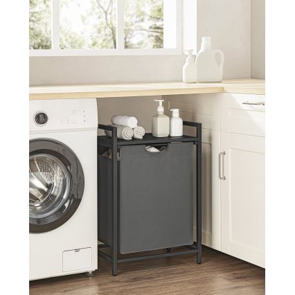 Coș pentru rufe REX, negru/gri