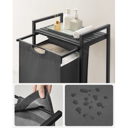 Coș pentru rufe REX, negru/gri