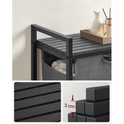 Coș pentru rufe REX, negru/gri