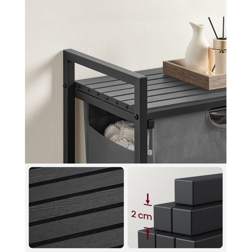 Coș pentru rufe REX, negru/gri