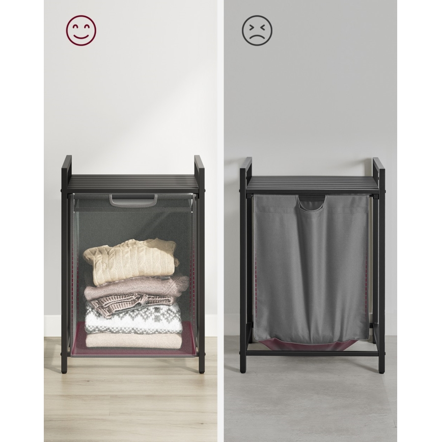 Coș pentru rufe REX, negru/gri