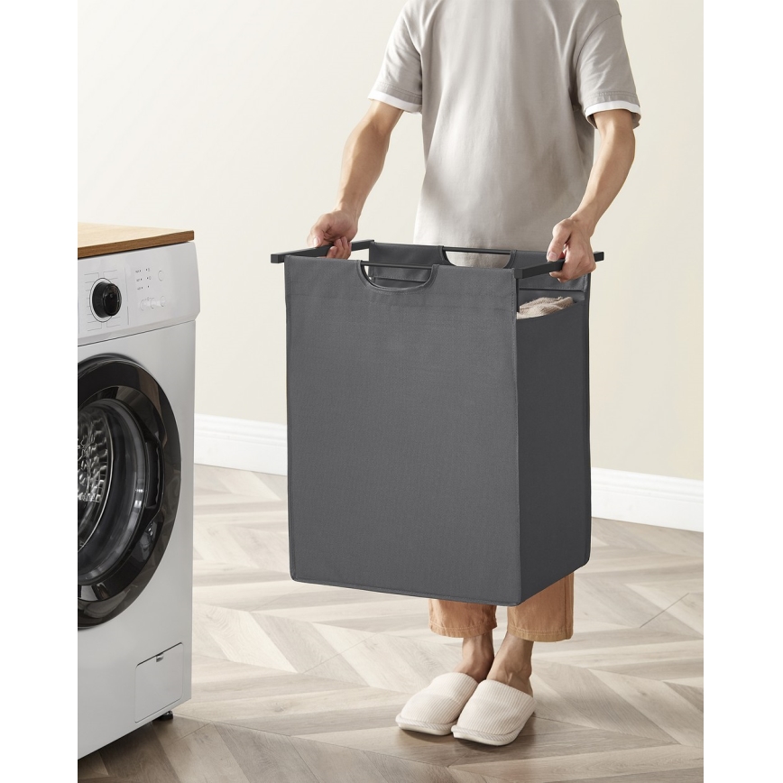 Coș pentru rufe REX, negru/gri