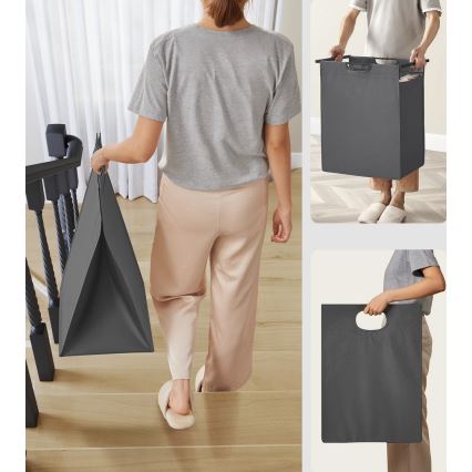 Coș pentru rufe REX, negru/gri