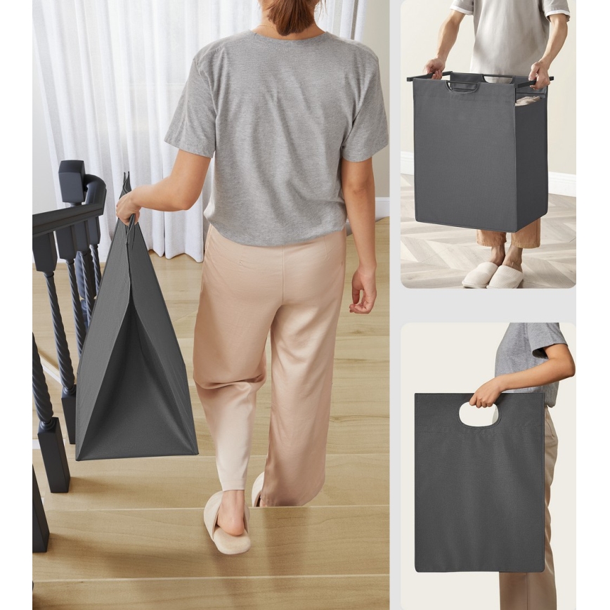 Coș pentru rufe REX, negru/gri