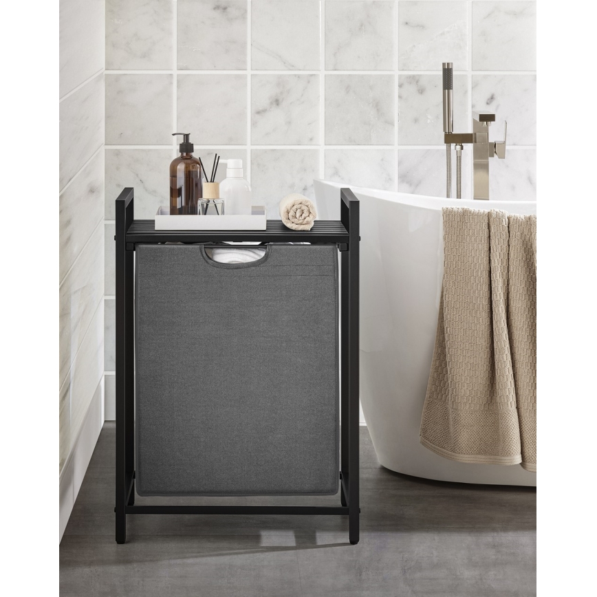 Coș pentru rufe REX, negru/gri