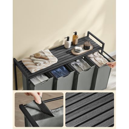 Coș pentru rufe REX negru/gri