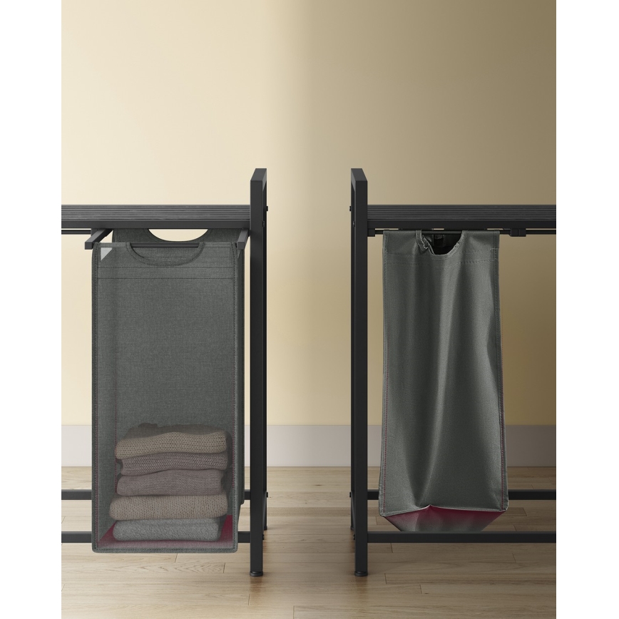 Coș pentru rufe REX negru/gri