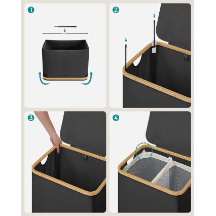 Coș pentru rufe TATE, negru