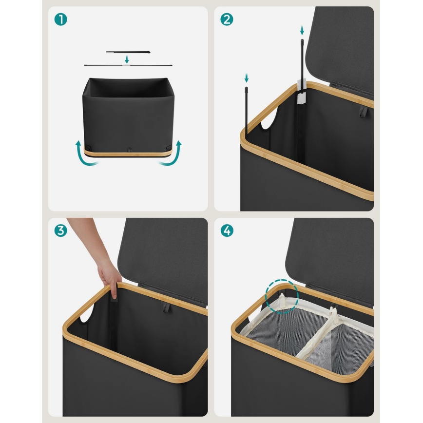 Coș pentru rufe TATE, negru