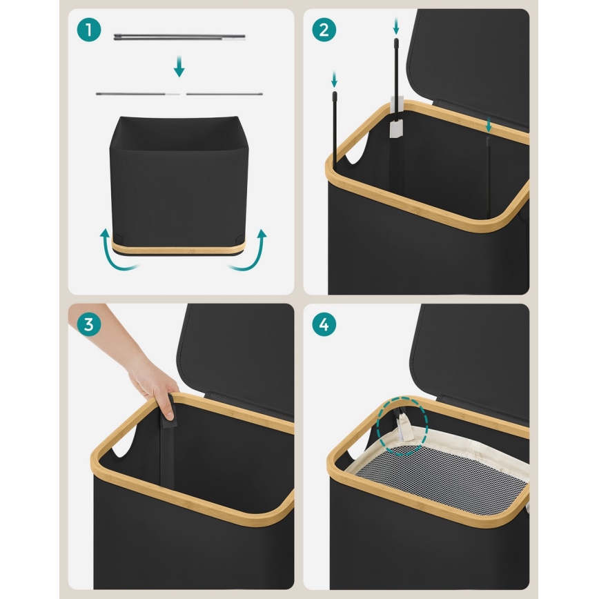 Coș pentru rufe TATE, negru