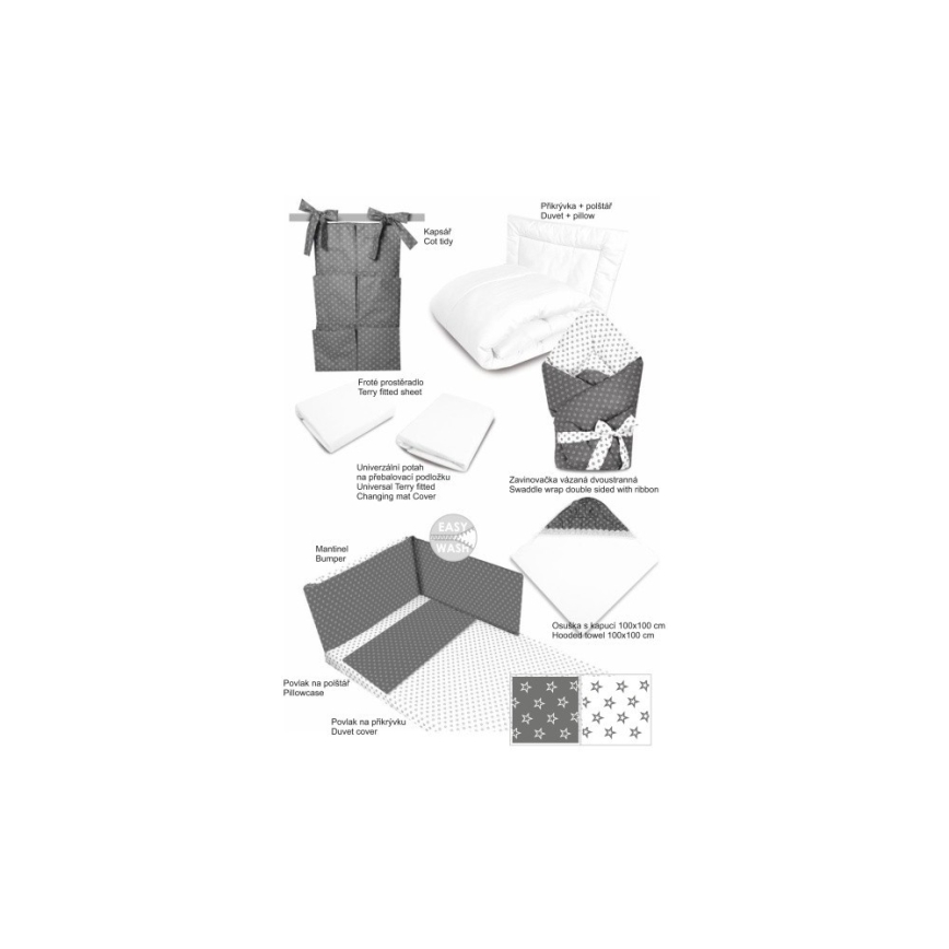 COSING - Set 10 piese Sleeplease pentru nou-născuți, gri/alb