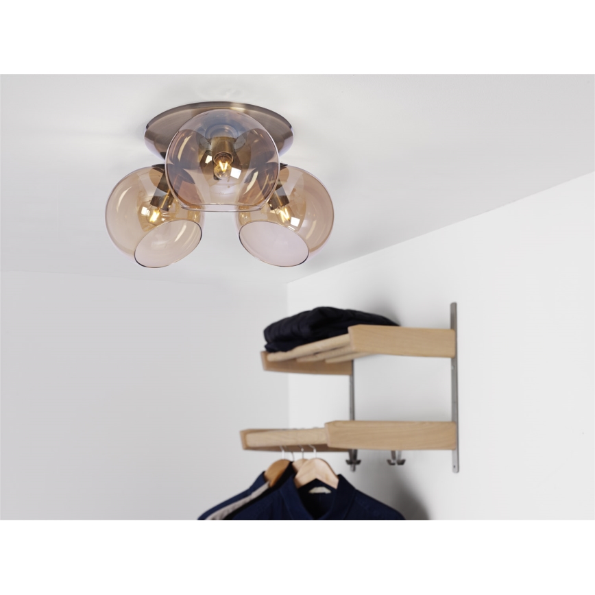 Cottex - Plafonieră CAPELLA 3xE14/40W/230V Ø 37 cm fumuriu/maro