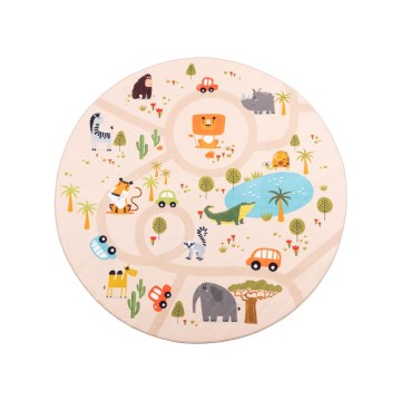 Covor antiderapant pentru copii ARES STREETS, 160 cm, bej/safari