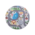 Covor antiderapant pentru copii ARES STREETS, 160 cm, gri, imprimeu cu oraș