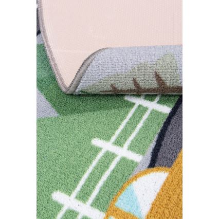 Covor antiderapant pentru copii ARES STREETS, 160 cm, gri, imprimeu cu oraș