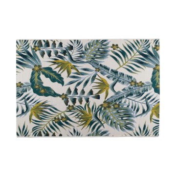 Covor de exterior CAPPUCCINO 120 x 180 cm, turcoaz, imprimeu cu frunze