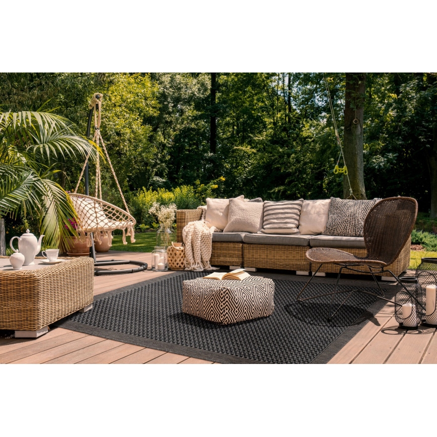 Covor de exterior EXPRESS NEW OUTDOOR, 160 x 220 cm, antracit/maro