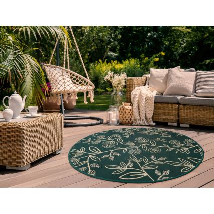 Covor de exterior JUNGLE 135 cm, verde, model frunze
