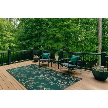 Covor de exterior JUNGLE 160x220 cm verde/imprimeu cu frunze