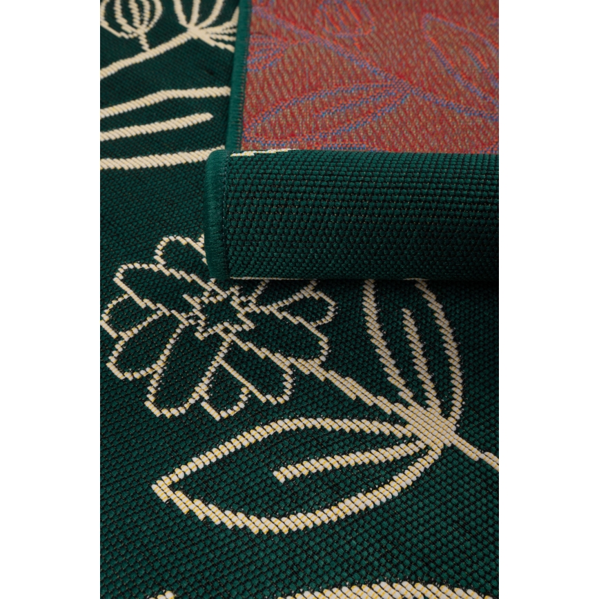 Covor de exterior JUNGLE 160x220 cm verde/imprimeu cu frunze