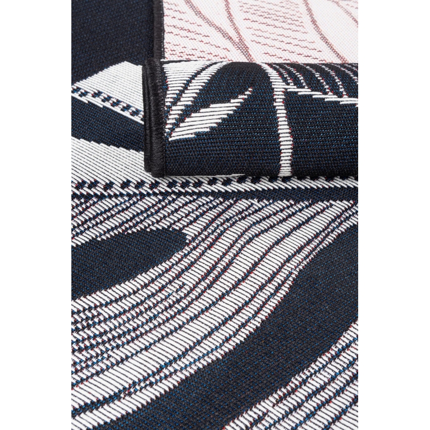 Covor exterior JUNGLE 160 x 220 cm, negru/alb, cu model de frunze