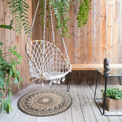 Covor exterior rotund DELMAR, 80 cm, antracit/bej