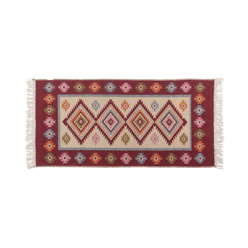 Covor Kilim oriental reversibil 80 x 150 cm, roșu/bej